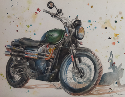 watercolor motorcycle