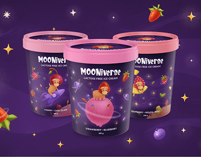MOONiverse. Lactose free ice cream. Packaging.