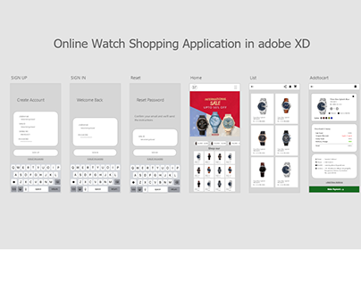 online watch shopping application in adobe XD