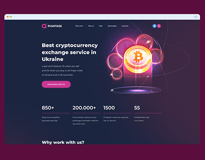 Дизайн Landing Page "Cryptocurrency exchange service"
