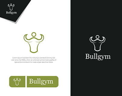 Bullgym logo design. Man with Bull fitness logo