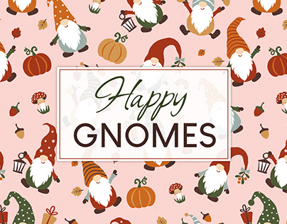 Happy Gnomes Fall Seamless Pattern