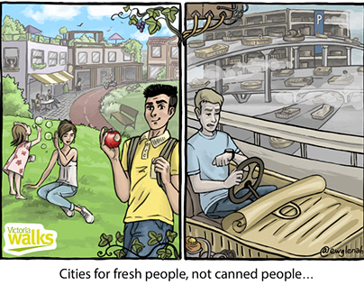Cities for Fresh People / Cartoon for Victoria Walks