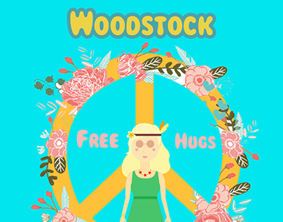 Free Hugs Hippie Girl At Woodstuck