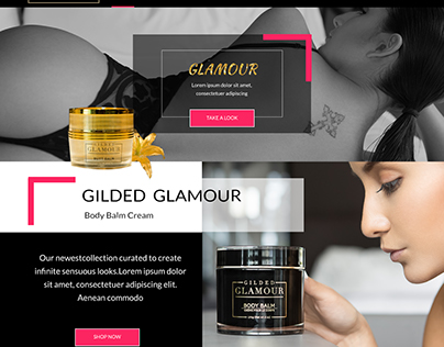 Dark themed beauty brand website design