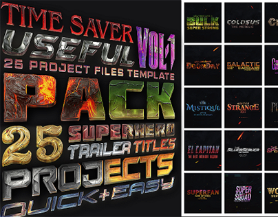 25 SuperHero Trailer Titles Pack