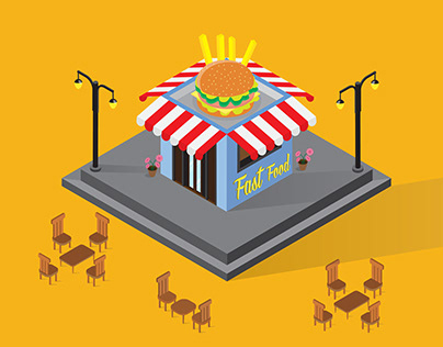 Isometric Burger Shop