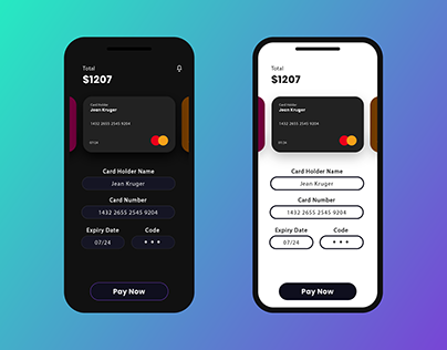 Credit Card Checkout - White and Dark Mode
