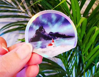 Stickers holographique Islande