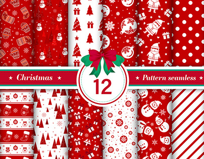 Merry Christmas pattern seamless collection.