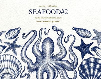 Hand drawn seafood collection