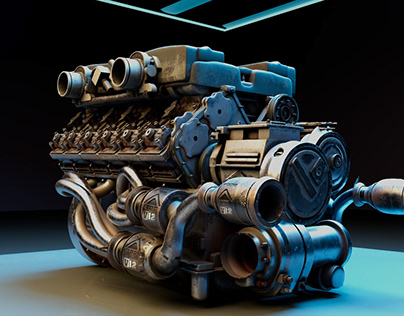 v12 engine concept 3d modeled