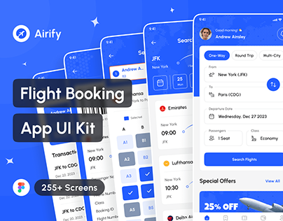 Airify - Flight Booking App UI Kit ( Travel App )