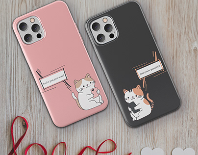 Romantic couple phone cases with cute cats