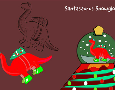 Santasaurus Snow Globe