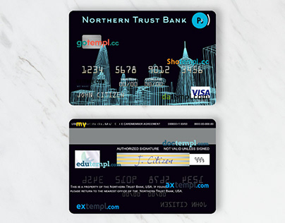 USA Northern Trust Bank visa card template