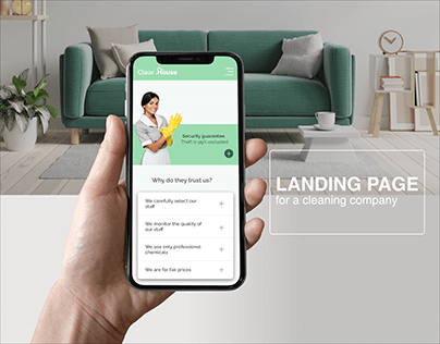 Landing page design for a cleaning company