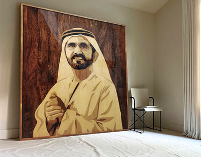 Wooden marquetry art of HH sheikh Mohammad bin Rashid