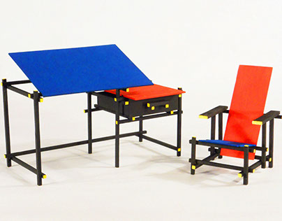 Família de formas: Cadeira Vermelha e Azul de Rietveld.