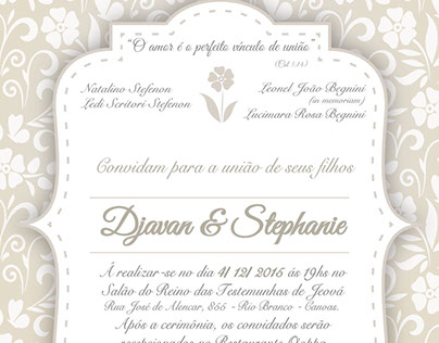 Convite: Casamento Djavan e Stephanie