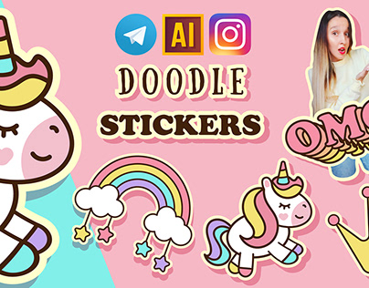 Doodle stickers. Adobe Illustrator Tutorial