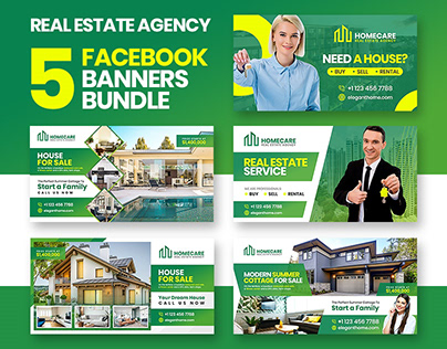 5 Real Estate Facebook Banner Photoshop Templates