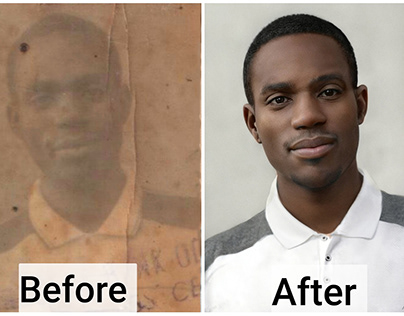 Restoration and colorization of a damaged photo.