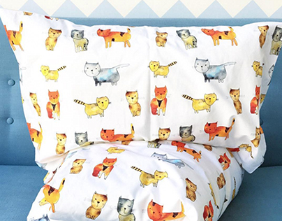 "Kitties" pattern for kids bedding