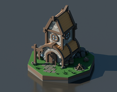 Low poly medieval house | Game Art | 3D Model