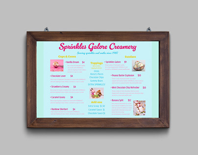 Menu Assignment - Sprinkles Galore Creamery