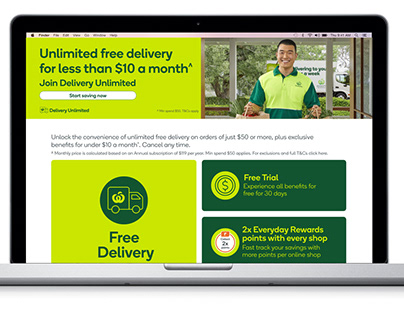 Woolworths - Delivery Unlimited - Landing Page designs