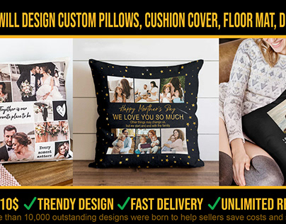 I will design pillow, cushion, floor mat, door mat
