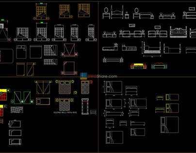2.Beds Top View And Front View AutoCAD Blocks