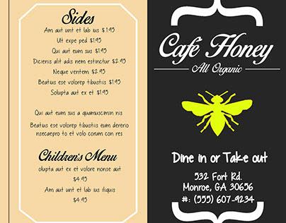 Cafe Honey Take-out Menu
