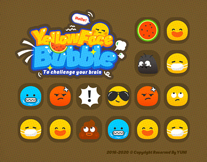 YUNI Yellow Face Bubble Game UI Design