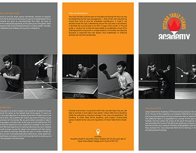 Brochure, Uttara Table Tennis Academy