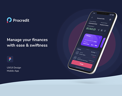 Fintech Mobile app UI/UX design for Procredit