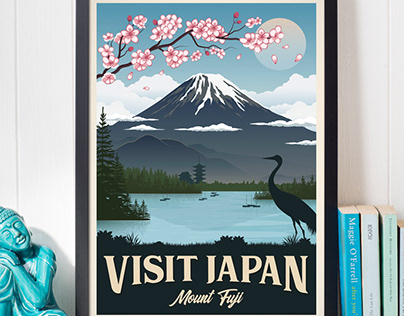 Japan Mount Fuji travel poster