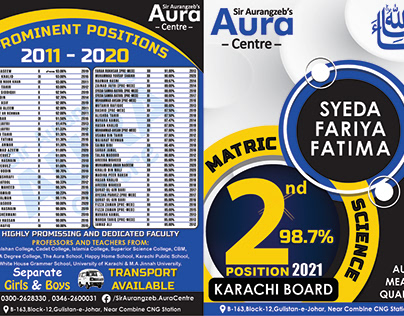 brochure and flyers for AURA CENTRE