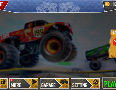 Monster Truck battle game UI (For big4 Technology)