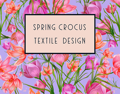 Project thumbnail - Spring Crocus watercolour textile pattern design