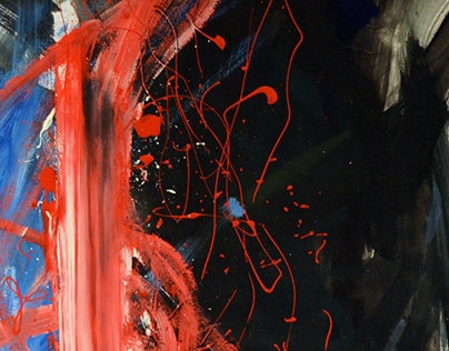 Abstract Painting with Blue, Black and Red