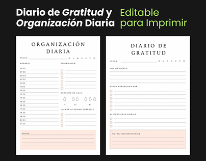 Plantilla Editable - Gratitud y Organización Diaria