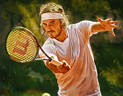 Stefanos Tsitsipas digital art tennis artwork poster RG