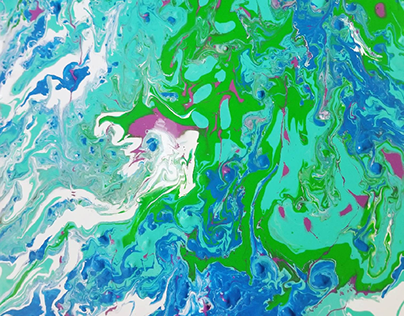 Green and Blue Puddle Pour