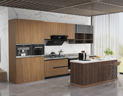 Kitchen rendered with different textures