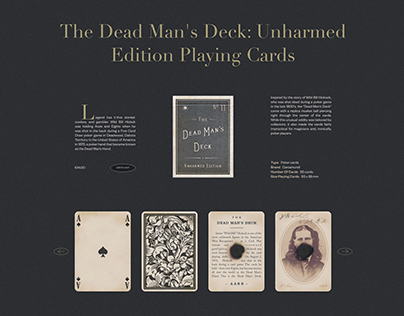 Website design for playing cards