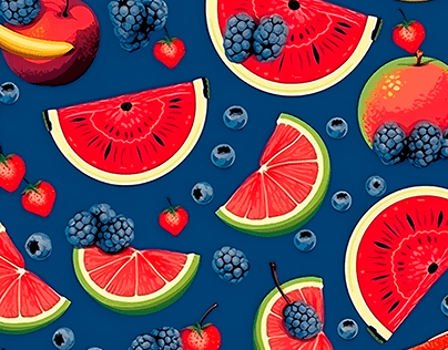 Summer pattern with juicy and ripe fruits
