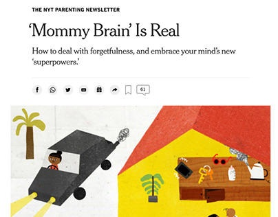 Editorial Illustration for NYT "Mom's Brain"
