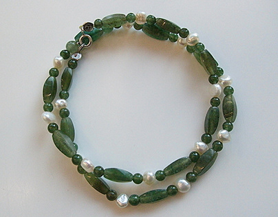 925 silver aventurine f/w pearls necklace or b/let